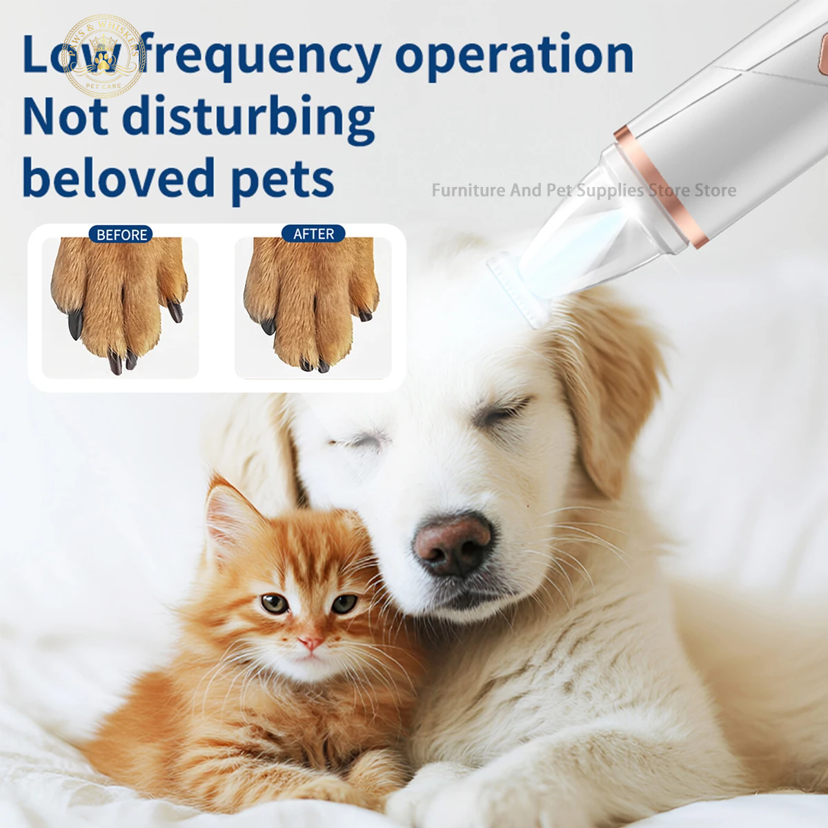 2-In-1 Pet Dog Paw Trimmer Cat Nail Clipper Pet Nail Grinder Dog Cat Hair Trimmer Dog Trimmer Dog Nail Grinder Paw Trimmer
